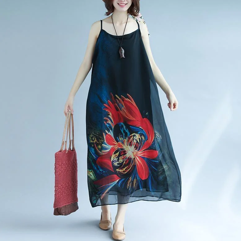 Savings Galore fashion black chiffon holiday dress Spaghetti Strap floor length dress print summer dress Savings Galore fashion black chiffon holiday dress Spaghetti Strap floor length dress print summer dress