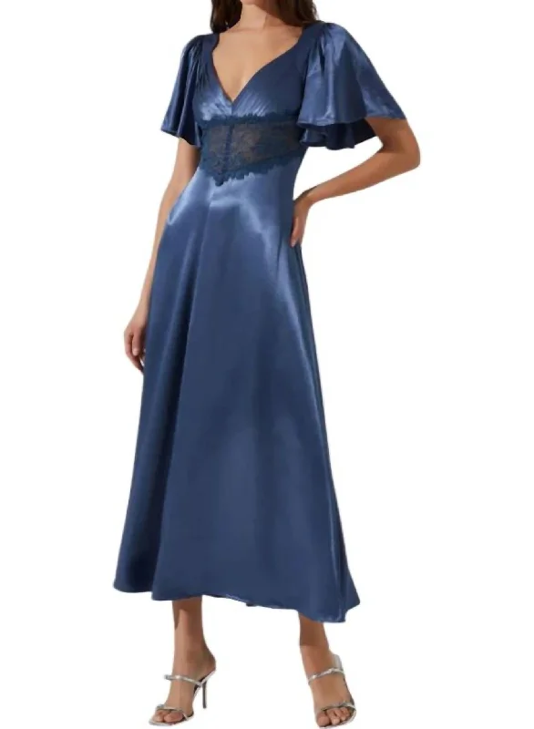 Online Only Aurelia Dress In Slate Blue