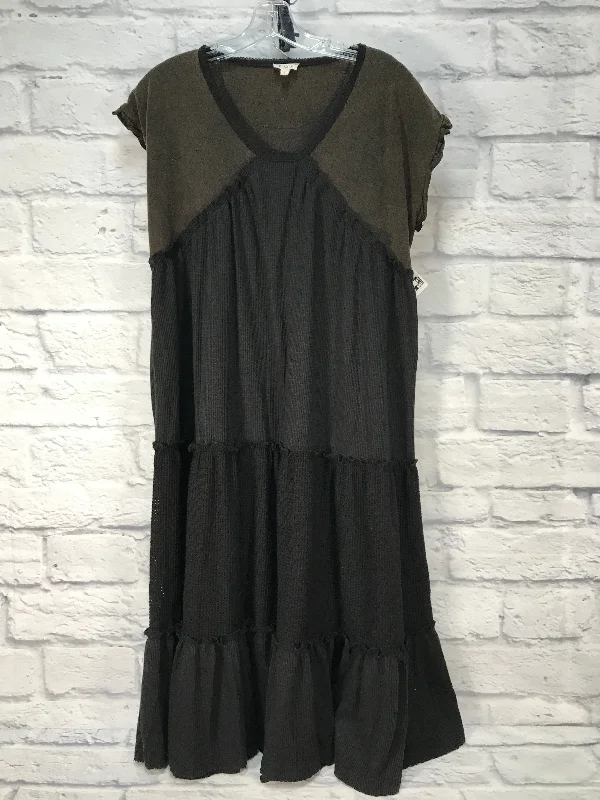 Discount Deals Black & Brown Dress Casual Maxi Pol, Size L