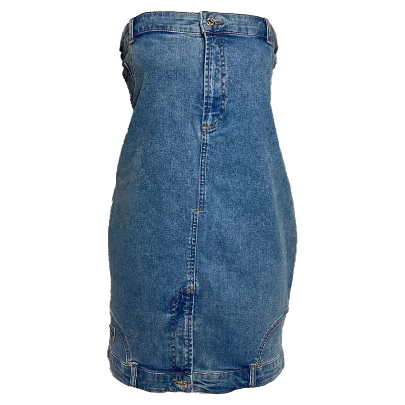 Discount Mania Moschino Jeans Bandeau-Style Mini Dress in Blue Denim