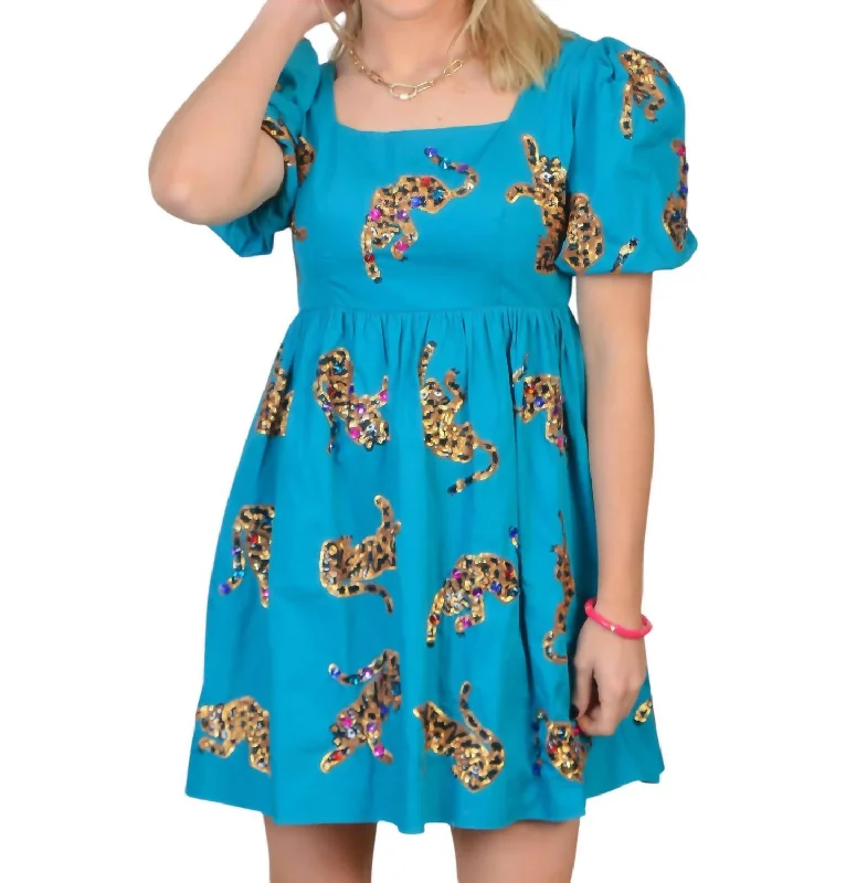 Special Discount Leopard Dress In Teal