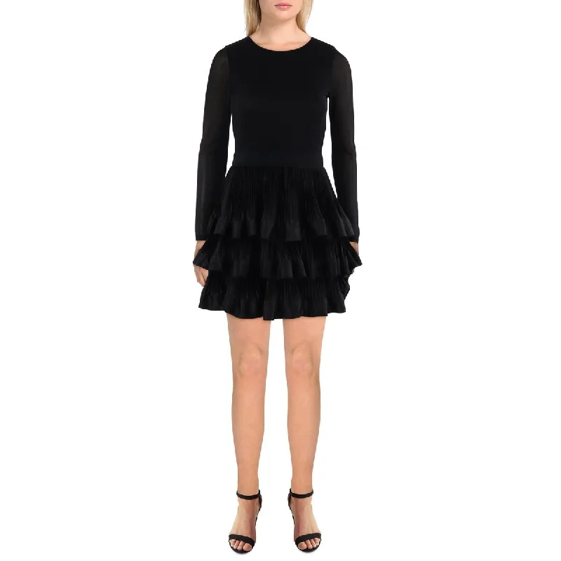 Sneak Peek Sale Alice and Olivia Womens Chara Shutter Pleat Tiered Cocktail And Party Dress