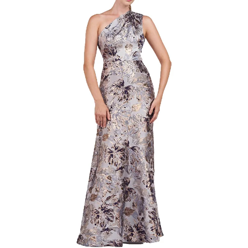 Savings Spectacular Kay Unger New York Womens Metallic One Shoulder Evening Dress