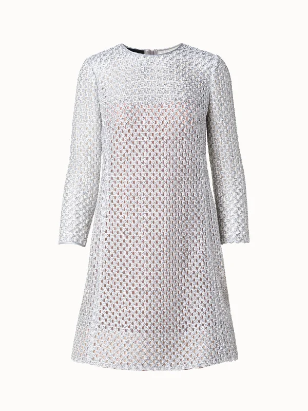 Special Discount Metallic Lurex Cotton Crochet Embroidery Sheath Dress