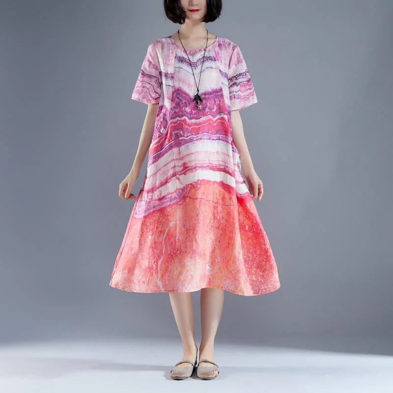 Hurry In fashion Ramie dresses oversize Short Sleeve Pockets Summer Printed Casual Long Dress Hurry In fashion Ramie dresses oversize Short Sleeve Pockets Summer Printed Casual Long Dress