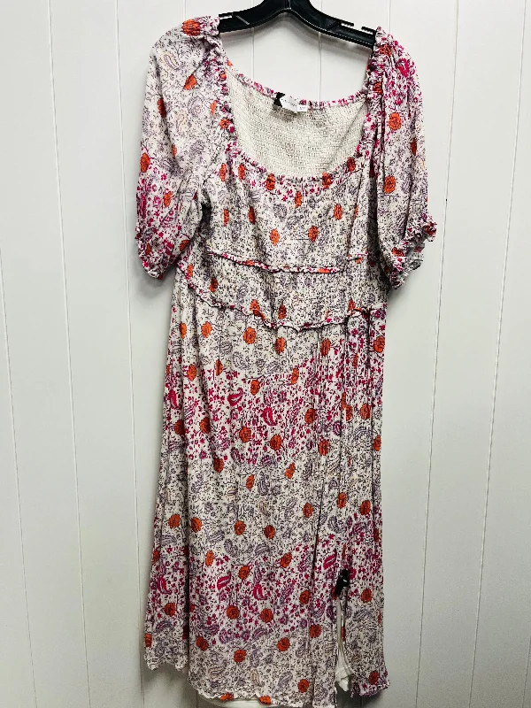 Final Clearance Orange Dress Casual Midi Clothes Mentor, Size Xxl