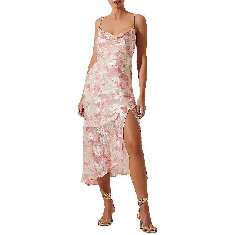 Warehouse Sale Womens Polka Dot Cowl Neck Slip Dress