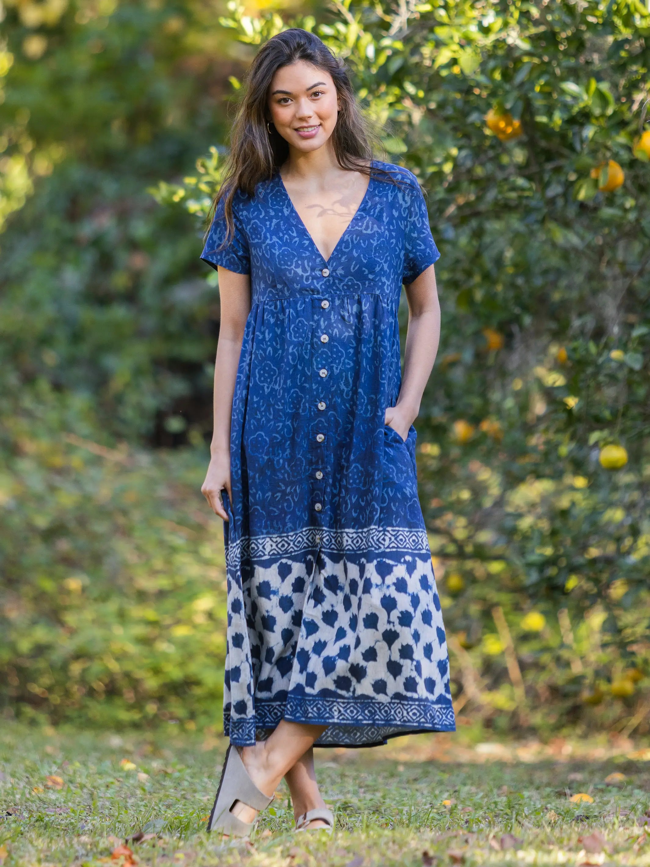 Unmissable Offer Avery Midi Dress - Navy Shibori Tie-Dye