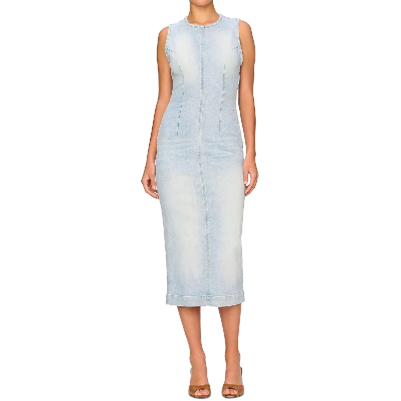 Price Break Womens Back Slit Sleeveless Midi Dress