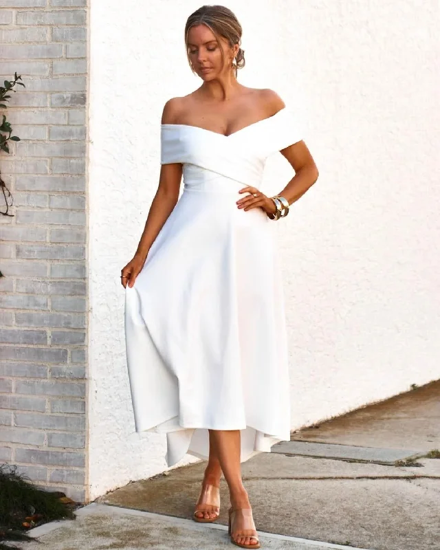 Overstock Belina Midi Dress- White
