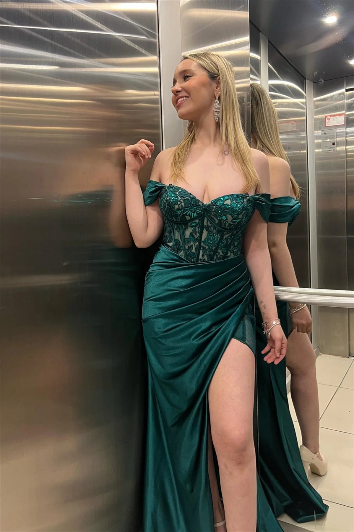 Special Savings Sweetheart Off-Shoulder Empire Party Prom Dress With Slit