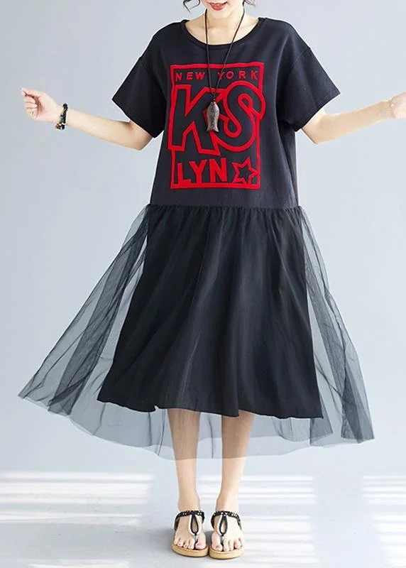 Anniversary Sale Classy patchwork tulle cotton quilting clothes Sewing black prints A Line Dress summer Anniversary Sale Classy patchwork tulle cotton quilting clothes Sewing black prints A Line Dress summer