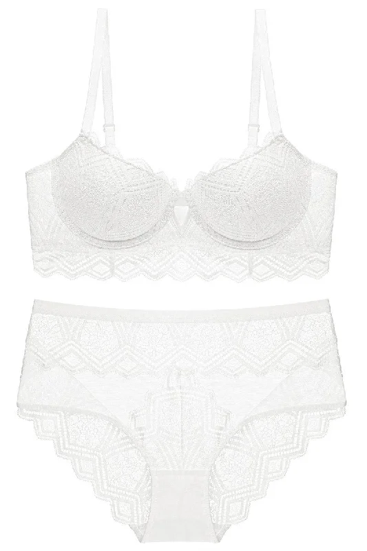 Unbeatable Prices Ruffles White Lace Lingerie Set