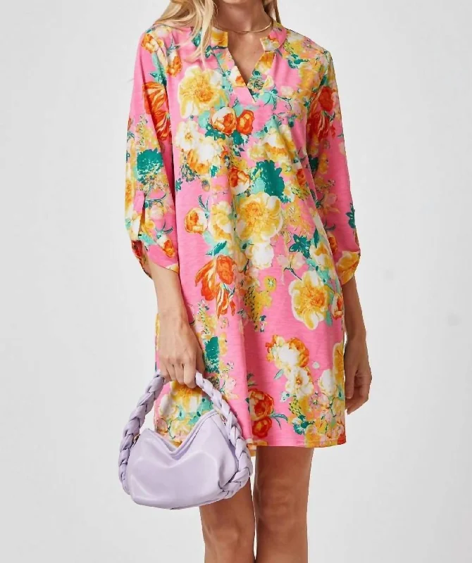 Huge Savings Lizzy Dress - Plus In Pink And Orange Floral