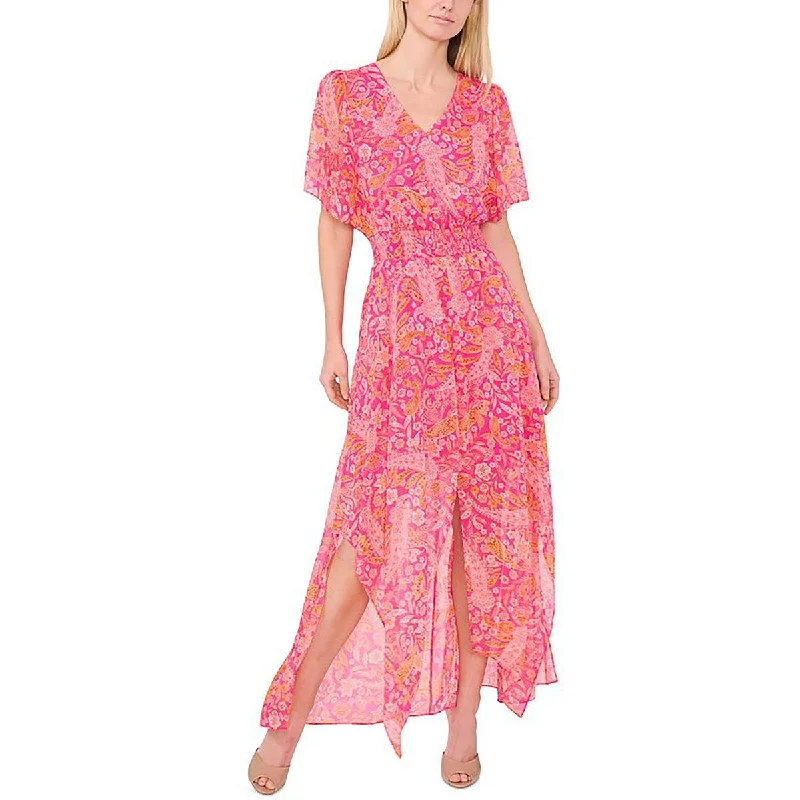 Big Savings Womens Floral Print Flutter Sleeves Maxi Dress