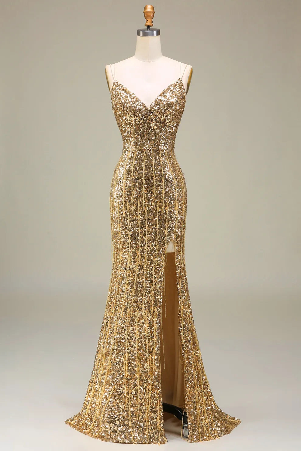 Clearance Event Sparkly V-Neck Sleeveless Mermaid Sequins Party Prom Dress