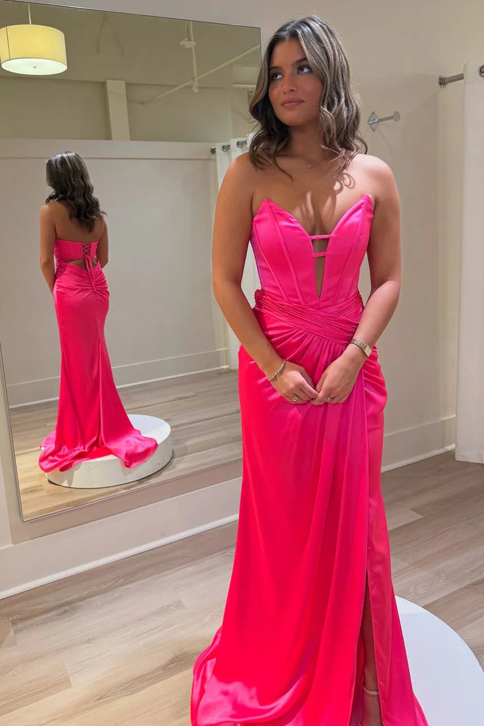 Deal Alert Mermaid Strapless Empire Ruched Party Prom Dress