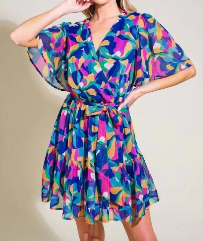 Anniversary Sale A Printed Woven Mini Dress In Navy Purple