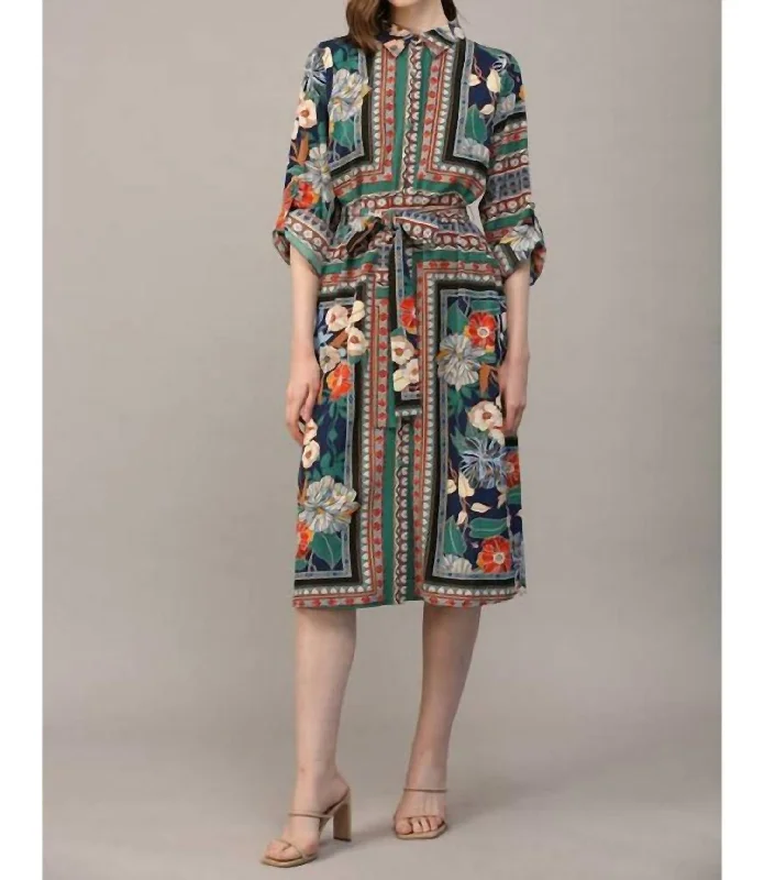 Final Clearance Poppy In Fall Scarf Dress In Multi
