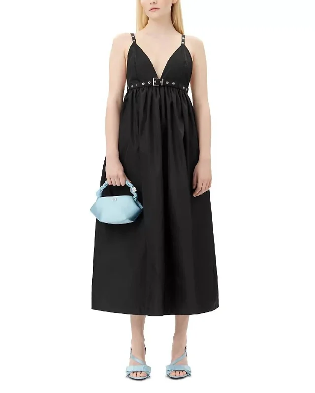 Friends and Family Sale Duchesse Nylon Strap Dress In Black