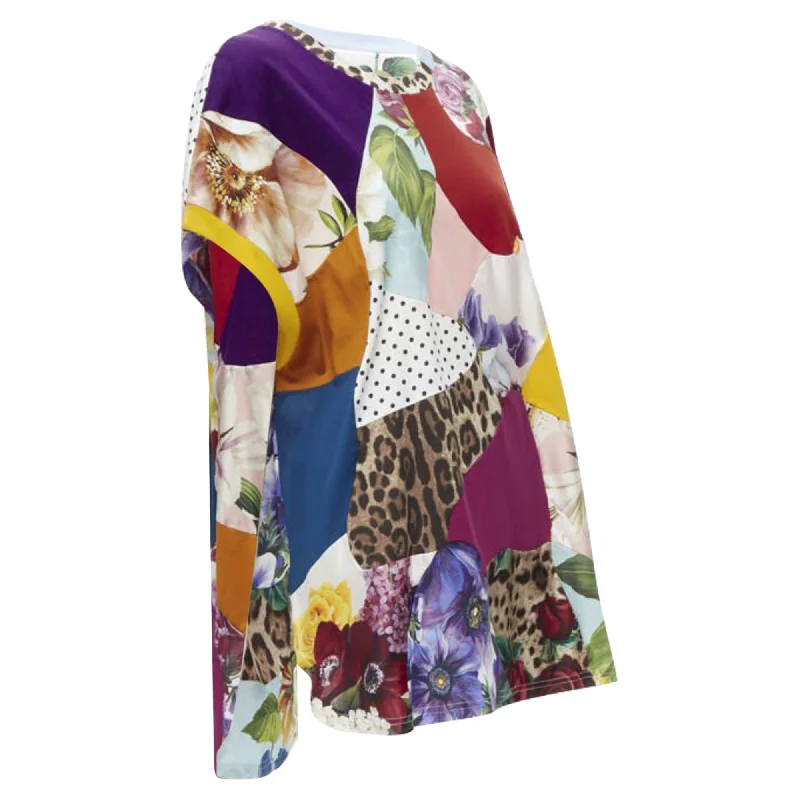 Overstock Dolce & Gabbana Sicilian Patchwork cap sleeve cotton casual dress