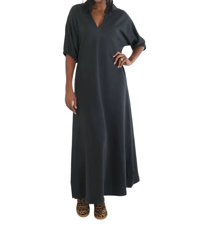 Quick Sale Poppy Maxi Dress In Black French Terry