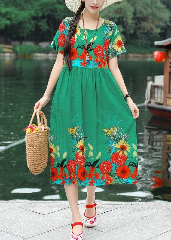 Exclusive Savings Classy print cotton clothes Women Tutorials green Robe Dress summer Exclusive Savings Classy print cotton clothes Women Tutorials green Robe Dress summer