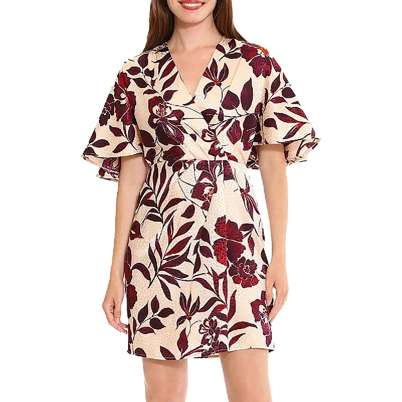 Price Fest Womens Surplice Draped Mini Dress