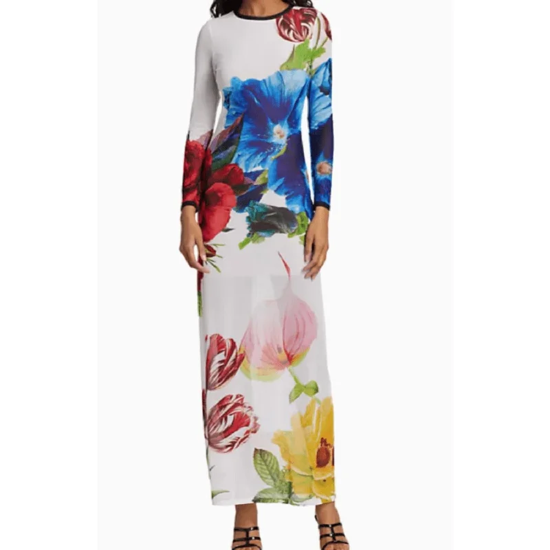 Bargain Prices Delora Long Sleeve Crew Neck Le Parisien Maxi Dress In Multicolor