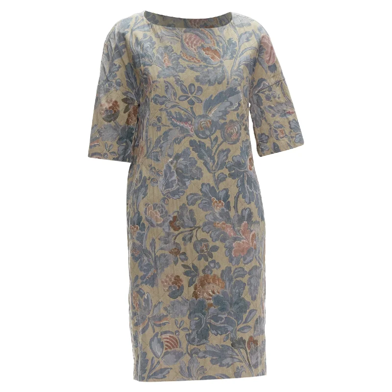Instant Discount Dries Van Noten washed floral diamond quilted dress