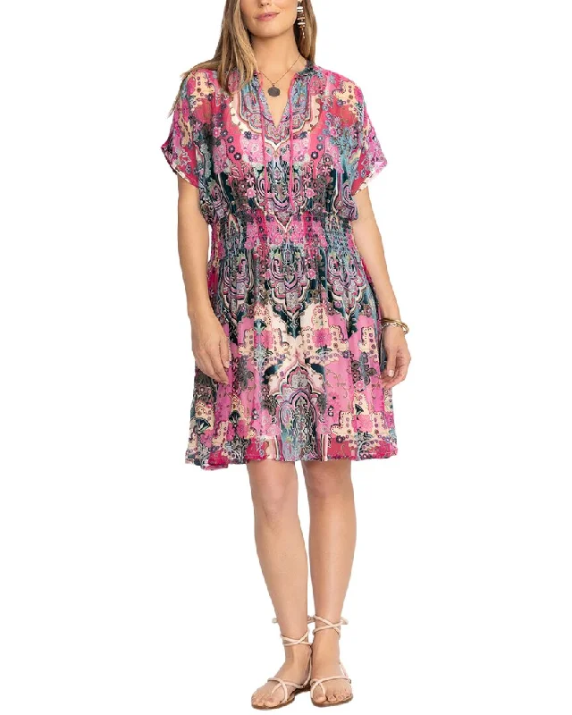 Crazy Deals Johnny Was Plus Thia Burnout Silk-Blend Dress