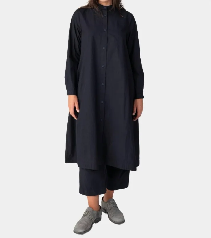 Sale Event Button Front Long Sleeve Dress In Black