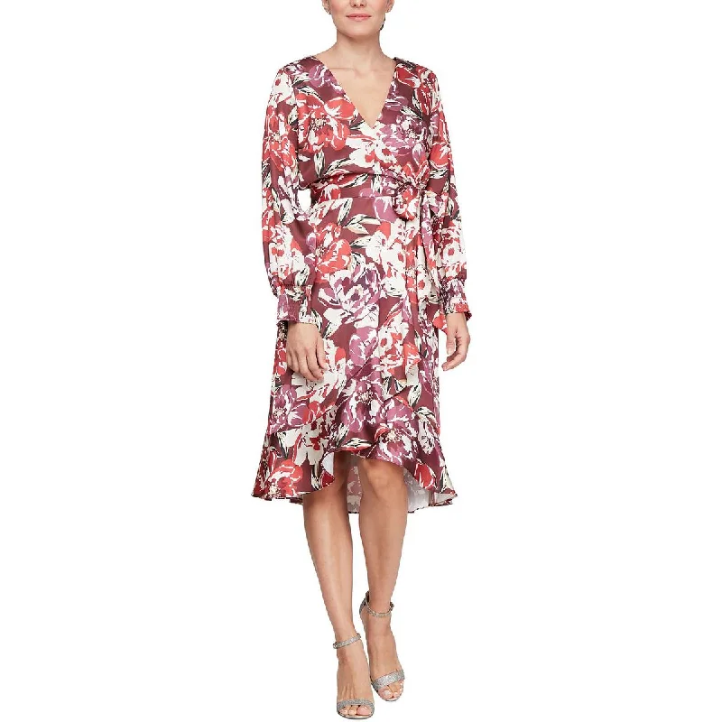 Special Discount Plus Womens Knee-Length Printed Wrap Dress