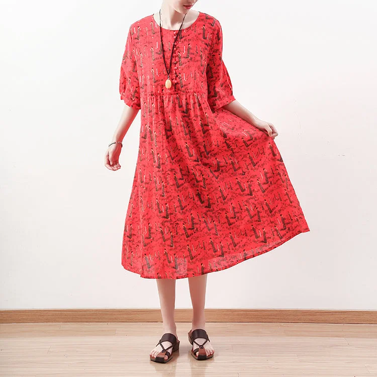 Amazing Deals fashion red prints long linen dress casual half sleeve linen clothing dresses women o neck kaftans Amazing Deals fashion red prints long linen dress casual half sleeve linen clothing dresses women o neck kaftans