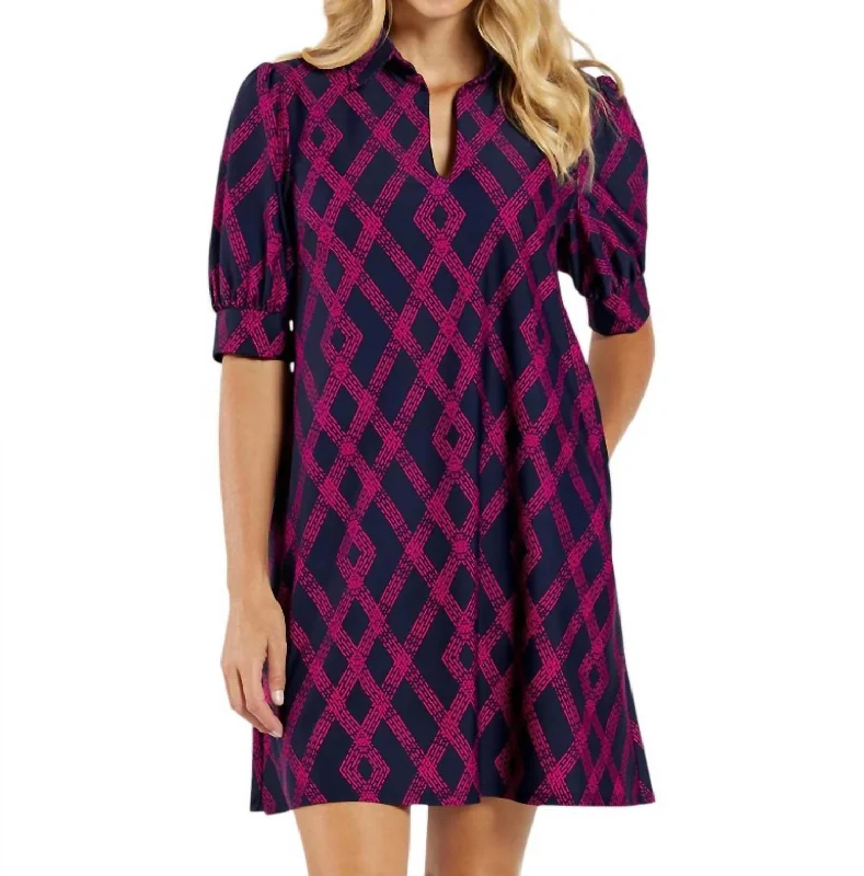 Daily Deals Emerson Dress In Diamond Lattice Navy