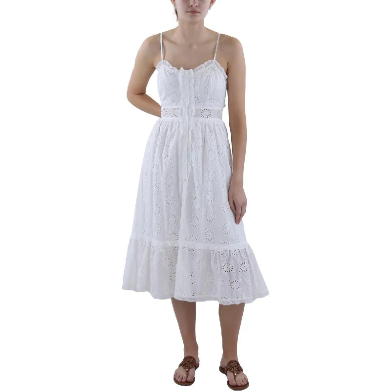 Low Prices Womens Cotton Eyelet Fit & Flare Dress