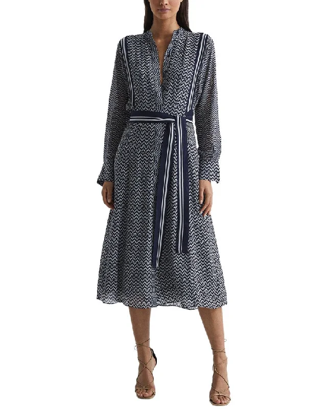 Buy Now Reiss Tanya Mixed Print Midi Dress