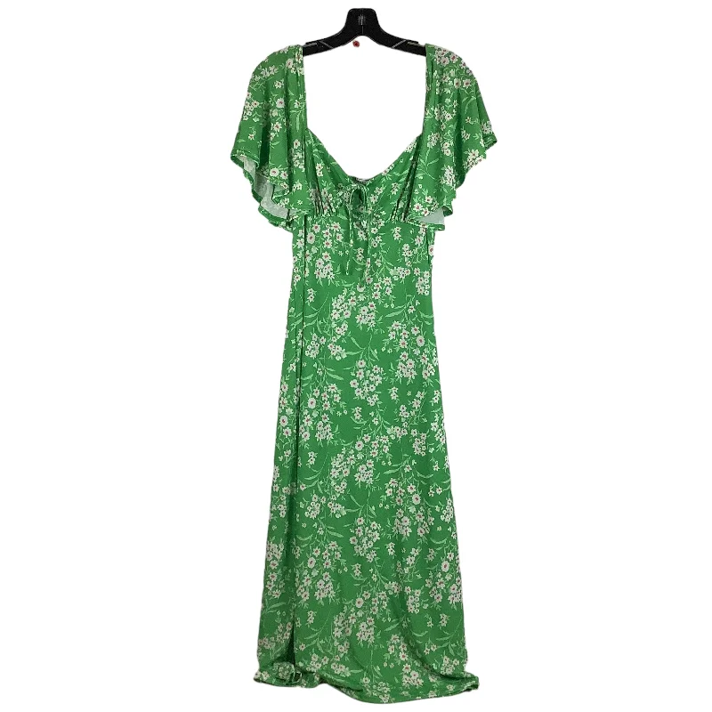 Act Now Green Dress Casual Maxi Asos, Size 12