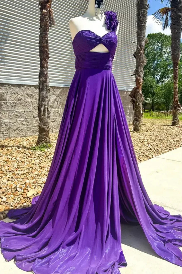 Daily Deals One Shoulder Empire A-Line Long Party Prom Dress