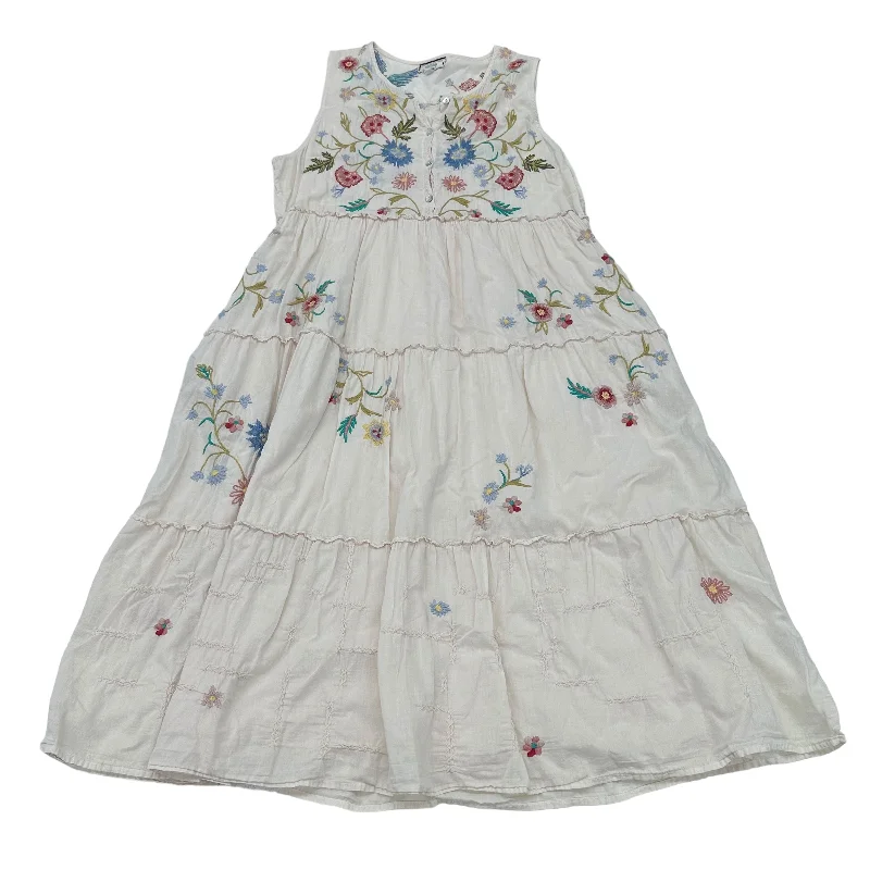 Midnight Sale CREAM JOHNNY WAS DRESS CASUAL MIDI, Size L