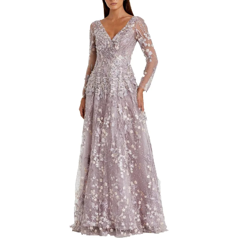 Year-End Clearance Plus Womens Rhinestone Floral Evening Dress