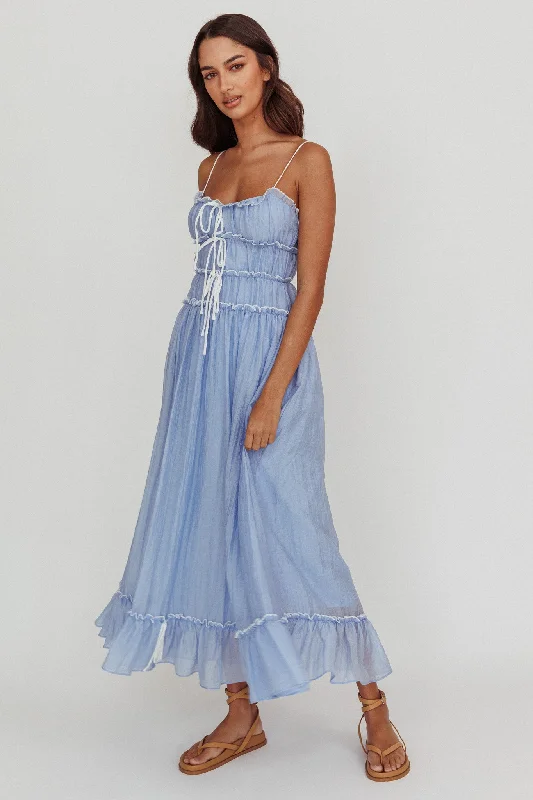 Bonus Savings Maidens Tie Accent Maxi Dress Cloud Blue