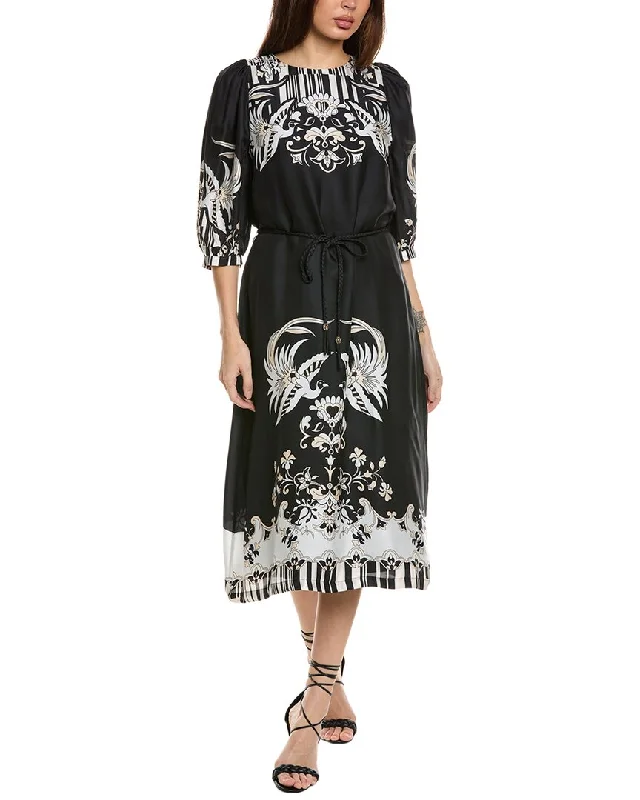 Clearance Items Johnny Was Viviette Silk-Blend Midi Dress