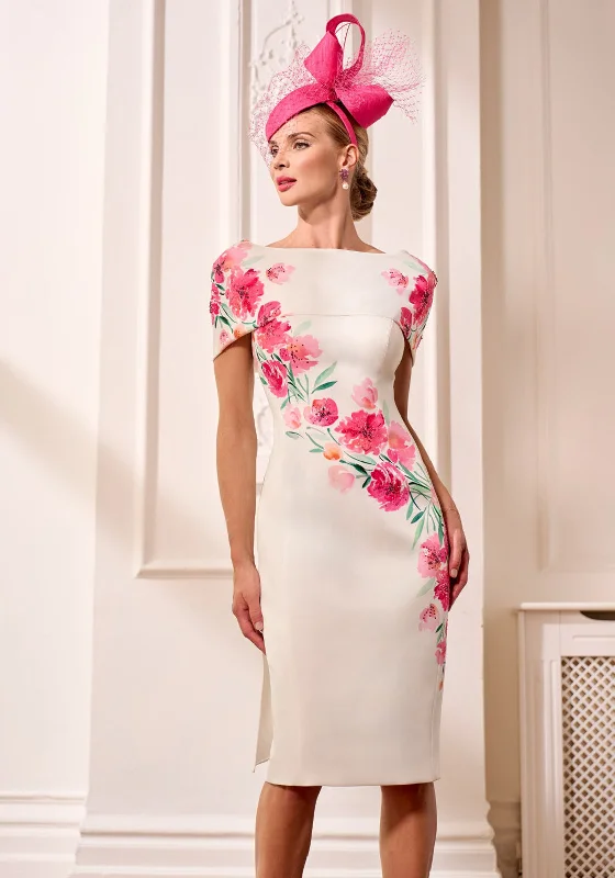 Instant Savings John Charles Floral Print Pencil Dress, Light Beige