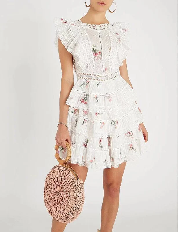 Limited Time Alessia Cotton Eyelet Tie Dye Crochet Tassel Dress