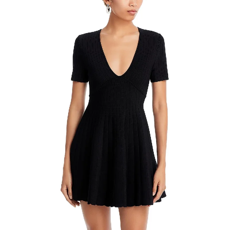 Customer Appreciation Sale Milly Womens Ribbed Solid Fit & Flare Dress