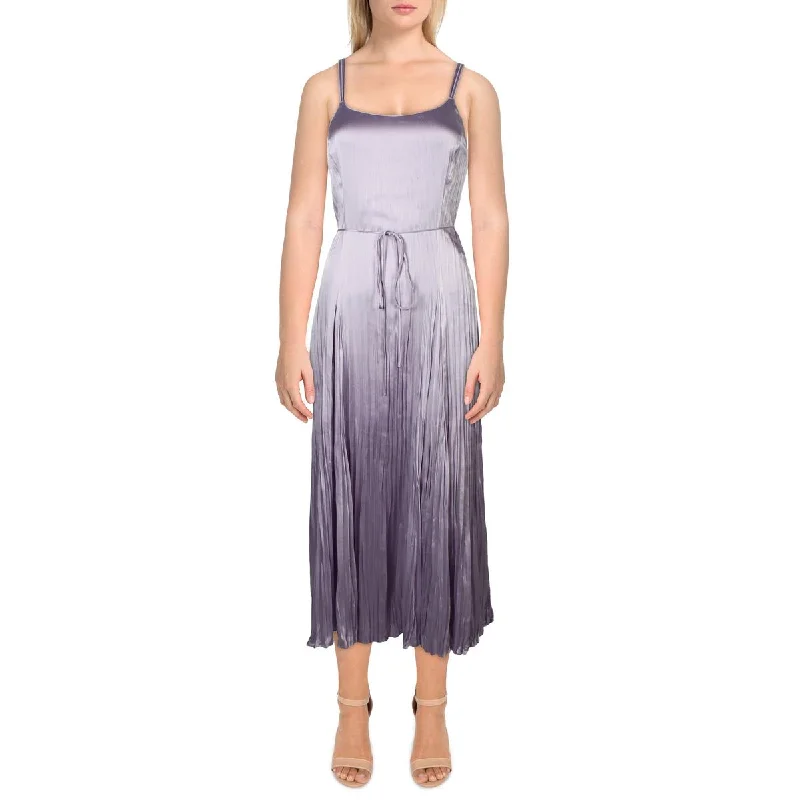 Midnight Madness Womens Pleated Midi Slip Dress