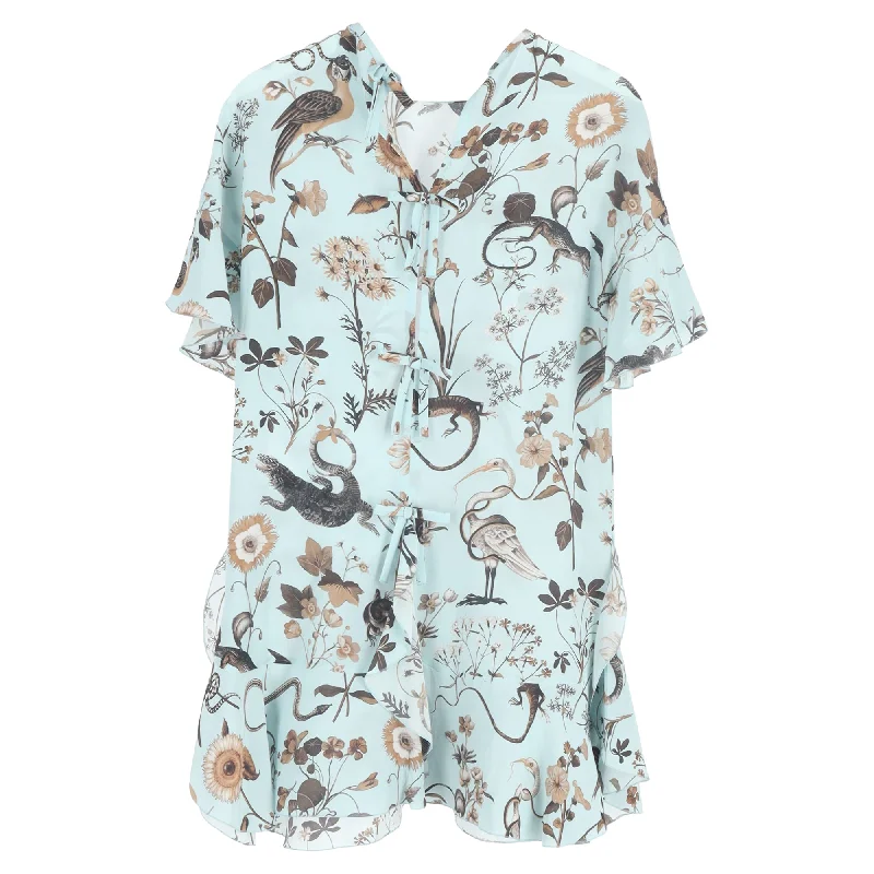 Unmissable Offer Red Valentino Printed Mini Dress in Turquoise Polyester