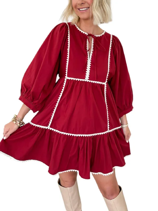 Take Advantage Twirl Around Mini Dress In Burgundy