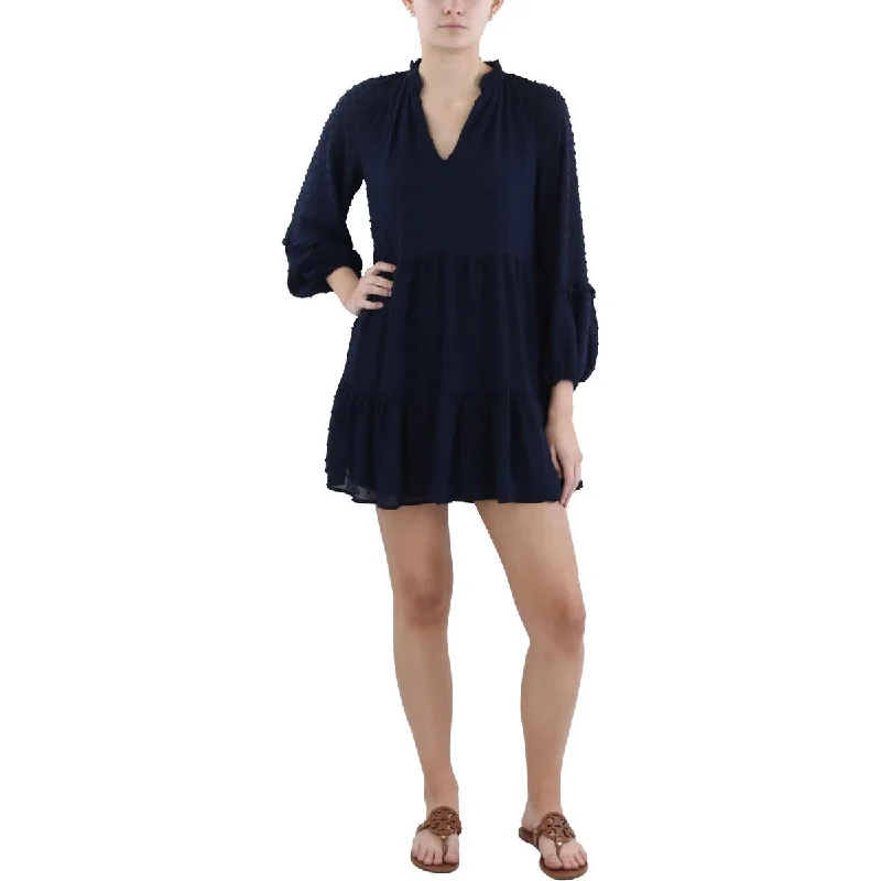 Warehouse Sale Petites Womens Ruffled Mini Shift Dress